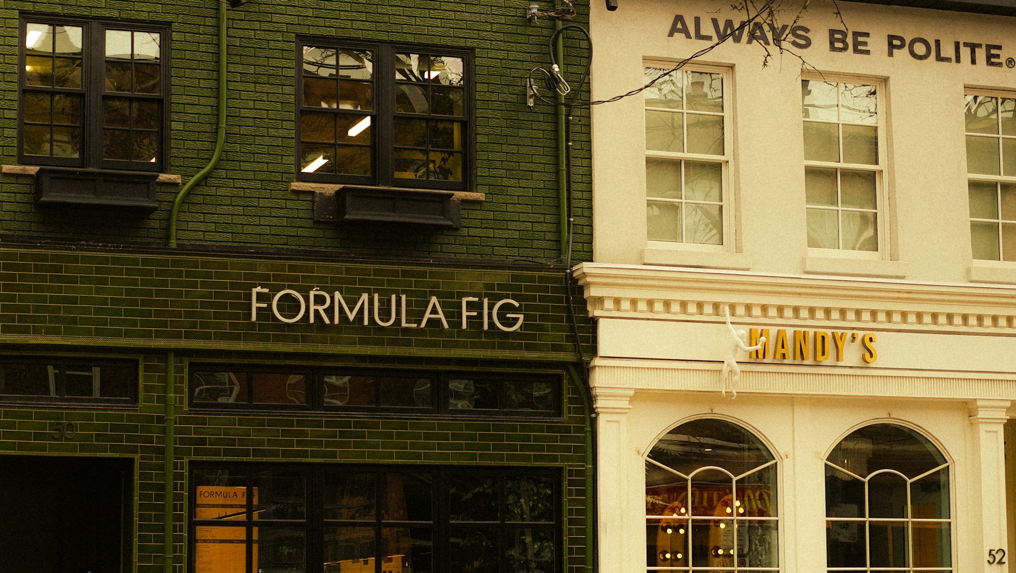 A parade of commercial shopfronts